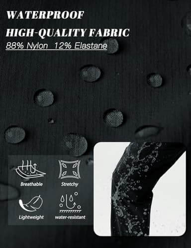 SEVEGO Womens Hiking Pants Tall Inseam 30" Athletic Cargo Pants Lightweight 4 Zipper Pockets Water Resistant Elastic Waist, Black, XL - Image 3