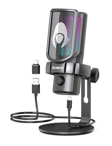 talomen Gaming USB Microphone for PC, Podcast Condenser Mic with RGB Lights, Mute, Gain Knob, Computer Desktop Mic with Metal Stand, Pop Filter, Shock Mount for Streaming, Recording, Chat, PS4, PS5 - Image 1