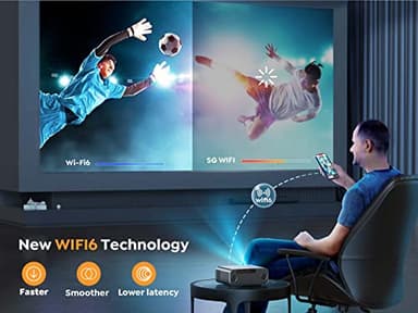 [Auto Focus/4K Support] Projector with WiFi 6 and Bluetooth 5.2, YABER Pro V9 Native 1080P Outdoor Movie Projector, Auto 6D Keystone & 50% Zoom, Home Theater Projector for Phone/TV Stick/PC - Image 3
