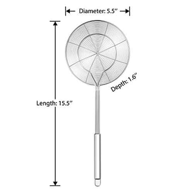 Hiware Solid Stainless Steel Spider Strainer Skimmer Ladle for Cooking and Frying, Kitchen Utensils Wire Strainer Pasta Spoon, 5.4 Inch - Image 2