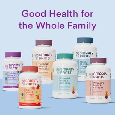 SmartyPants Toddler Multivitamin Gummies: Omega 3 Fish Oil (EPA/DHA), Vitamin D3, C, Vitamin B12, B6, A, K & Zinc, Biotin, Beta Carotene, Gluten Free, Three Fruit Flavors, 90 Count (30 Day Supply) - Image 10