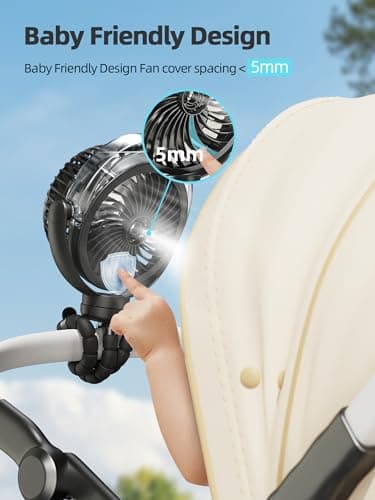 Misting Stroller Fan, 6000mAh Battery Operated Portable Fan with Light & 360° Pivoting, Personal Fans with Flexible Tripod for Baby, Office, Travel,Treadmill,Outdoors - Image 6