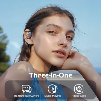 IAMJOY Language Translation Earbuds, 163 Two Way AI Translator Earbuds Language Translator OWS Earbuds Real Time 3-in-1 Online Translator Device with APP Fit iOS ＆ Android for Travel Business Learning - Image 3