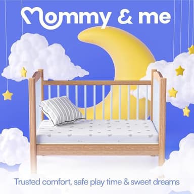 Mommy&Me Pack and Play Mattress Pad (38"x26"x1") with Soft Washable Breathable Cover, Waterproof, CertiPUR-US Certified Foam, Pack&Play Topper - Image 7