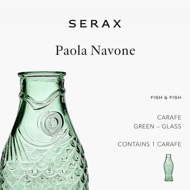 Serax Glass Water Pitcher | Fish & Fish glassware by Paola Navone | Wine Carafe Decanter 28.74 fl oz | Clear Green Bottle Container for hot & cold Drinks | Fridge Beverage Dispenser, Suitable as Vase - Image 3