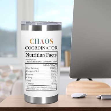 TEEZWONDER Appreciation Gifts For Coworkers - Chaos Coordinator Insulated Coffee Tumbler with Lid 20 oz - Teacher Retirement Thank You Birthday Gifts for Women Friends Coworkers Boss Employee - Image 6