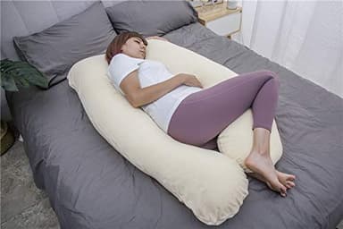 MOON PINE Pregnancy Pillow, U Shaped Full Body Pillow for Maternity Support, Sleeping Pillow with Velour Cover for Pregnant Women (Yellow) - Image 4