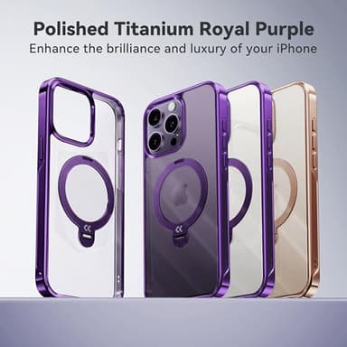 CASEKOO Royal Purple Titanium for iPhone 14 Pro Max Case with 360° Spin Magnetic Stand [Fit for MagSafe][16FT Military Protection] Polished Clear for iPhone 14 ProMax Case Ring 6.7'', Deep Purple - Image 2