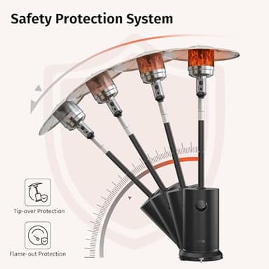 EAST OAK 50,000 BTU Patio Heater for Outdoor Use with Round Table Design, Double-Layer Stainless Steel Burner, Wheels, Triple Protection System, Outdoor Heater for Home and Residential, Black - Image 6