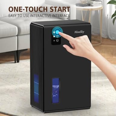 NineSky Dehumidifiers for Home, 95 OZ Water Tank, (1000 sq.ft) Dehumidifiers for Bathroom Bedroom Basement with Auto Shut Off,7 Colors LED Light(Black) - Image 8