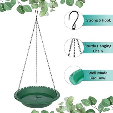4 Pack Hanging Bird Feeder and Bird Bath Tray 10 inch for Garden Yard Outside, Green - Image 3