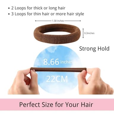 LuSeren 120 Pcs No Damage Hair Ties for Thick Hair, Large Soft Seamless Nylon Hair Elastics for Women, Ponytail Holders, Hair Accessories – brown - Image 2