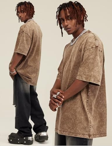 Arssm 3 Pack Men Oversized T Shirts Vintage Tee Loose Fit Short Sleeve Casual Streetwear Baggy Washed Unisex Tops(BlackGreyKhaki-M) - Image 3