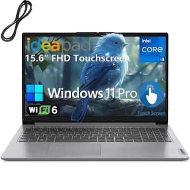 Lenovo IdeaPad 15.6" Touchscreen FHD Laptop Computer, Intel 6-Core Processor (Beat i5-1155G7), 16GB DDR4 RAM, 512GB PCIe SSD, WiFi 6, Bluetooth 5.2, Cloud Grey, Windows 11 Pro S, Wendbo Cable - Image 1