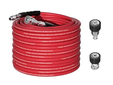 SITIMIMIL Pressure Washer Hose 50FT 1/4'' with Steel Wire Braided Pressure Washing Hose 4200 PSI Wear Resistant with Swivel 3/8" Stainless Steel Quick Connect for Power Washer and Hot/Cold Water - Image 1