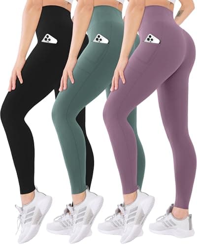 Blisset 3 Pack High Waisted Leggings for Women-Soft Athletic Tummy Control Pants for Running Yoga Workout Reg & Plus Size - Image 1