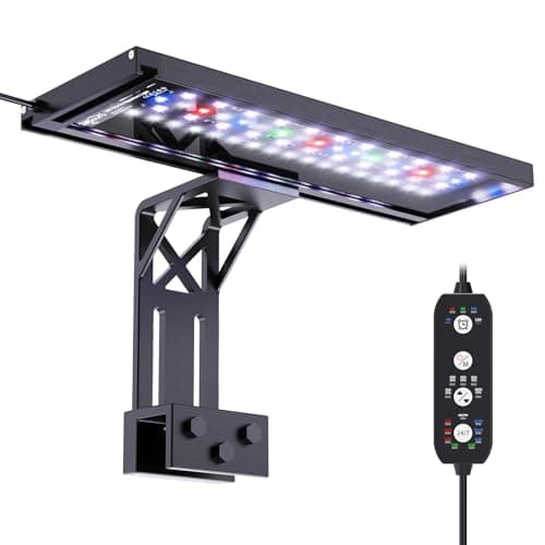 SEAOURA Clip On Aquarium Light for Plants-24/7 Cycle Fish Tank Light with Timer, Full Spectrum+7 Colors Mode, Auto On/Off, Adjustable Brightness and Height, 20W (12inch for 12-20 inch Tank) - Image 1