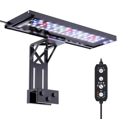 SEAOURA Clip On Aquarium Light for Plants-24/7 Cycle Fish Tank Light with Timer, Full Spectrum+7 Colors Mode, Auto On/Off, Adjustable Brightness and Height, 20W (12inch for 12-20 inch Tank) - Image 1