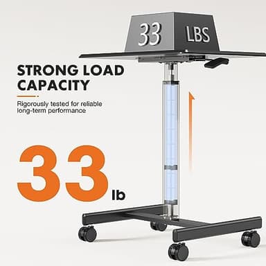 Sweetcrispy Mobile Small Standing Desk - Sit Stand Portable Rolling Laptop Desk with Lockable Wheels, Adjustable Height Computer Workstations, Modern Black - Image 6