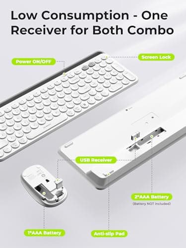seenda Bluetooth Keyboard and Mouse for iPad, CTU-301 Multi-Device Bluetooth + 2.4G Wireless Keyboard Mouse with Tablet Holder for MacBook/Windows Computer, iOS/Andriod Tablet Phone, White - Image 7