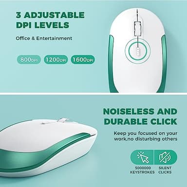 Wireless Keyboard and Mouse, Vssoplor 2.4GHz Rechargeable Compact Quiet Full-Size Keyboard and Mouse Combo with Nano USB Receiver for Windows, Laptop, PC, Notebook-Blackish Green - Image 5