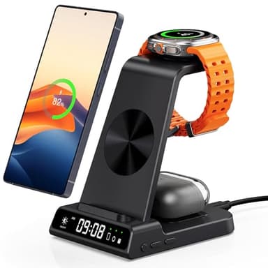 Wireless Charger for Samsung Devices, Wireless Charging Station for Galaxy S25 Ultra/S25+/S25/Z Flip7/Z Fold/S24 Ultra/S23/S22/S21, for Galaxy Watch 8/8 Classic/7/Ultra/6/5 Pro/5/4, Galaxy Buds3 Pro - Image 1