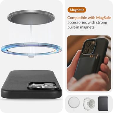 LONLI Classic - for iPhone 16 Pro Leather Case - European Genuine Vele Leather Phone Case - Smoothen and Soften Over Time - [Compatible with Magsafe] - Black - Image 5