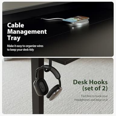 Agilestic Electric Standing Desk with 2 Drawers and Keyboard Tray, 48 x 23 Inches Ergonomic Adjustable Height Desk with Storage, Sit Stand Computer Workstation, Black - Image 8