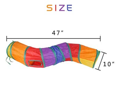 iCAGY Cat Tunnel for Indoor Cats Interactive, Rabbit Tunnel Toys, Pet Toys Play Tunnels for Cats Kittens Rabbits Puppies Crinkle Pop Up Rainbow 47" Shape S - Image 4