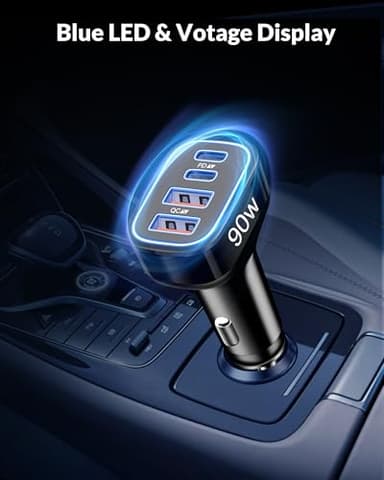 USB C Car Charger, 4-Port 90W Super Fast Car Phone Charger Accessories Dual 45W USB-C & USB-A Cargador Carro Adapter Cigarette Lighter for iPhone 17 16 15 14 13 12 11, Galaxy S25 S24, Tablet, Android - Image 7
