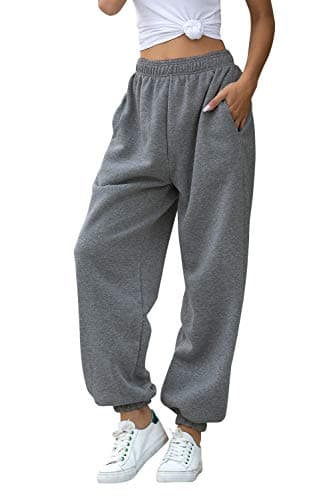 HeSaYep Women's High Waisted Sweatpants Workout Active Joggers Pants Baggy Lounge Bottoms,Dark Grey X-Large - Image 1