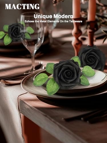 MACTING Artificial Black Rose Flowers 30PCS Real Touch Fake Flowers with Stem Foam Roses for DIY Wedding Bouquet Gifts Table Centerpieces Party Bridal Shower Home Gothic Halloween Decor - Image 7