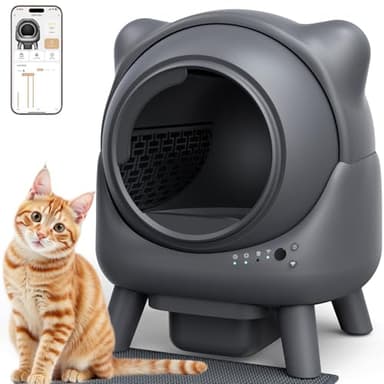 Self Cleaning Litter Box, Automatic Litter Box, FEELNEEDY Odor Control Robot, Cat Ears Design, 65L APP Real-Time Monitor, Cat Litter-Boxs for Multiple Cats, Safety Sensors, with 1 Trash Bag - Image 1