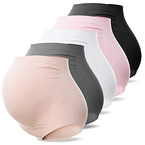 SUNNYBUY Women's Maternity High Waist Underwear Pregnancy Seamless Soft Hipster Panties Over Bump (Five color-5pk M) - Image 1