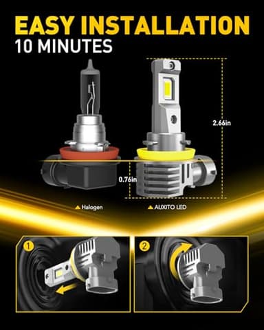 AUXITO 9005/HB3 H11/H8/H9 LED Bulbs Combo, 50000LM Bright 6500K Cool White, 120W Fanless Light Bulbs, Pack of 4 - Image 3