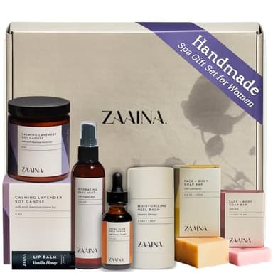 ZAAINA Spa Gift Set for Her - Relaxation Spa Kit for Women, Pampering At Home Bath and Body Self Care Spa Package, Luxury Spa Birthday Gifts for Women (PREMIUM Spa Set w/ Candle) - Image 1