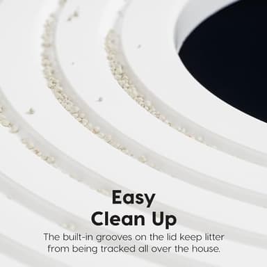 IRIS USA Cat Litter Box, Large Top Entry with Litter Catching Lid and Scoop, Dog Proof, Cat Box Enclosure, Navy/White - Image 3