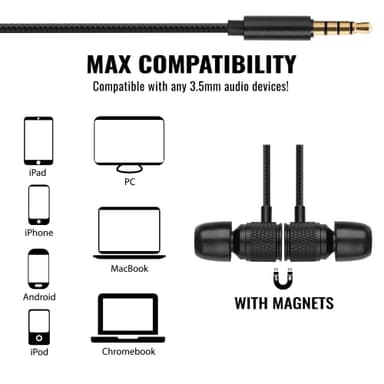 LUDOS Ultra Wired Earbuds in-Ear Headphones, 5 Years Warranty, Earphones with Microphone, Noise Isolating Ear Buds, Memory Foam for iPhone, Samsung, School Students, Kids, Women, Small Ears - Black - Image 3