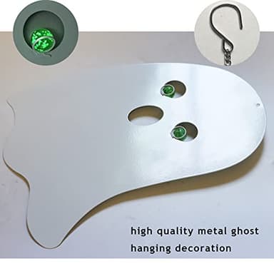 VinSees Halloween Metal Ghost Hanging Decorations for Yard Porch Outdoor Indoor, Halloween Decorative Metal Ghosts Hanging Decor with Glowing Eyes in The Dark, Set of 3 (Ghosts) - Image 7
