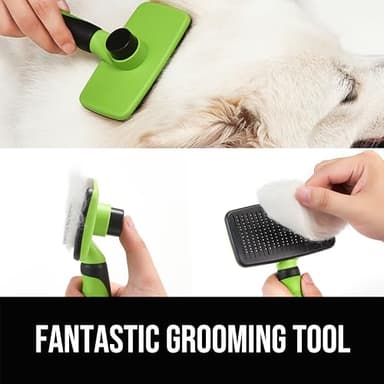 OEFEO Self Cleaning Slicker Brush for Dogs& Cats, Skin Friendly Grooming Brush for Shedding Long&Short Haired Dogs& Cats, Deshedding Pet Supplies Accessories, Green - Image 3