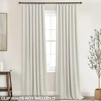 KOUFALL Linen Black Out Curtains 96 Inch Long,Light Blocking Cream Complete 100% Blackout Curtain Drapes for Living Room 2 Panel Set - Image 4
