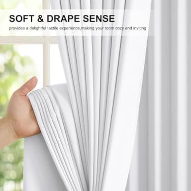 NICETOWN 100% Blackout Curtain Panels, Rod Pocket Window Curtains with Black Liner for Nursery, 84 inches Drop Cold and Full Light Blocking Draperies (White, 2 Pieces, 52 inches Wide Each Panel) - Image 6