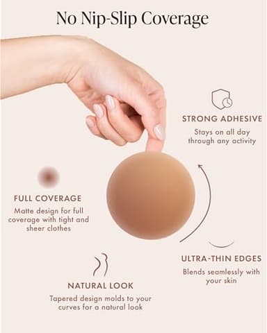 Bare Babe Reusable Silicone Nipple Covers - Waterproof, Nude, 4 Shades - Sticky Breast Stickers for Strapless Dress (Caramel, Large) - Image 3
