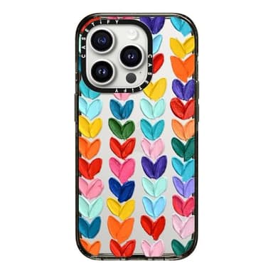 CASETiFY Impact Case for iPhone 15 Pro [4X Military Grade Drop Tested / 8.2ft Drop Protection] - Clear Polka Daub Hearts - Clear Black - Image 3