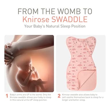 Knirose 3-Way Wearable Swaddle Blankets Sleep Sacks with Arms Up, Hands Up Sleeping Sack Easy Diaper Changing Sleeping Bag for Baby Boy Girl Newborns Transitions to Arms-Free Calms Startle Reflex - Image 3