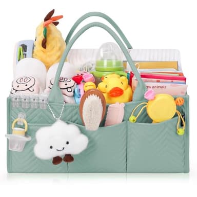 Skycase Large Diaper Caddy Organizer, Baby Organizers and Storage for Newborn Essentials Must Haves, Nursery Storage Basket for Baby Shower Gifts, Baby Registry Search for Boy or Girl - Green - Image 1