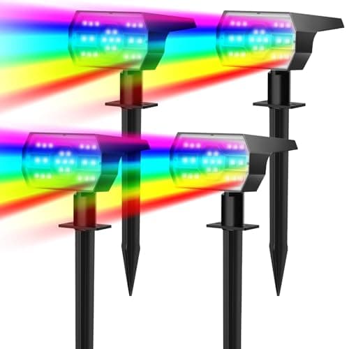 NYMPHY Solar Color Changing Lights, 7 Lighting Modes Solar Lights Outdoor Waterproof IP68, Multicolor RGB Outdoor Lights for Garden Yard Landscape Decorations- 4 Pack - Image 1