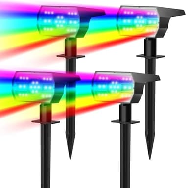 NYMPHY Solar Color Changing Lights, 7 Lighting Modes Solar Lights Outdoor Waterproof IP68, Multicolor RGB Outdoor Lights for Garden Yard Landscape Decorations- 4 Pack - Image 1