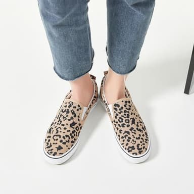 Women's Slip on Shoes Canvas Sneakers Loafers Non Slip Shoes Low Top Casual Low Cut Shoes (Leopard, US7.5)… - Image 9
