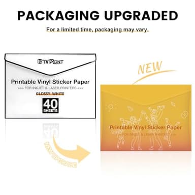 HTVRONT Printable Vinyl for Inkjet Printer & Laser Printer - 40 Pcs Glossy White Waterproof Printable Vinyl Sticker Paper, 8.5"x11" - Image 3